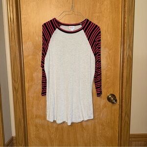 LuLaRoe Striped Sleeve Raglan Top Size Large
